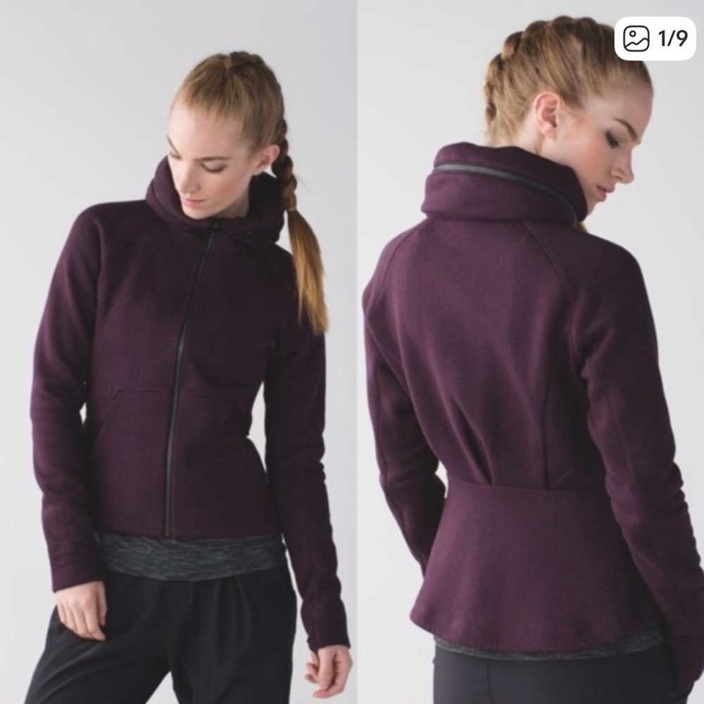 Lululemon &Go Destination Zip Up Hoodie Sweater Size 6 In Black Cherry Plum
